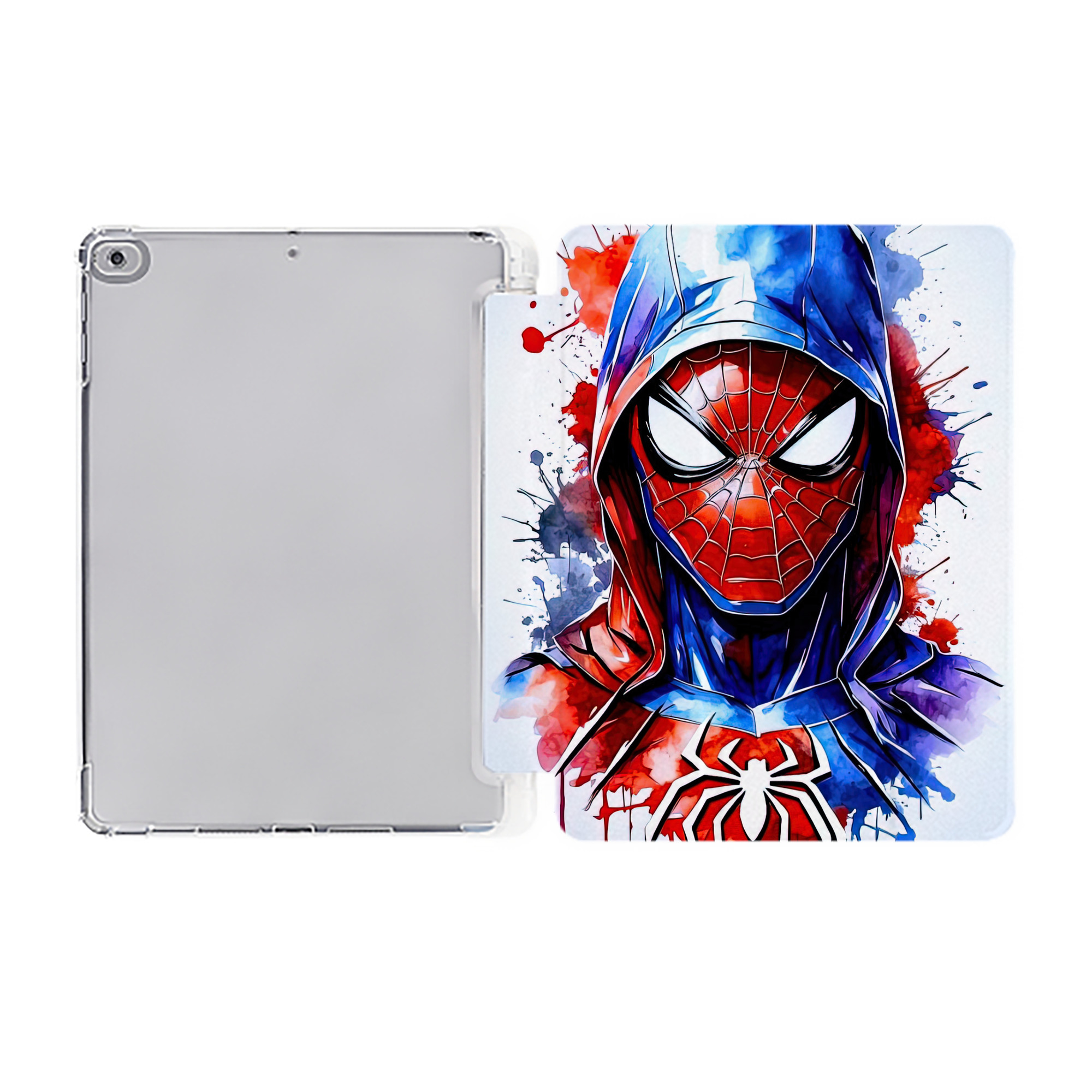 （画像用） Spider Man スパイダーマン IPad ケース ペン収納付き 三つ折りスタンド PUレザー×シリコン 対応機種9.5/10.5/10.9インチ